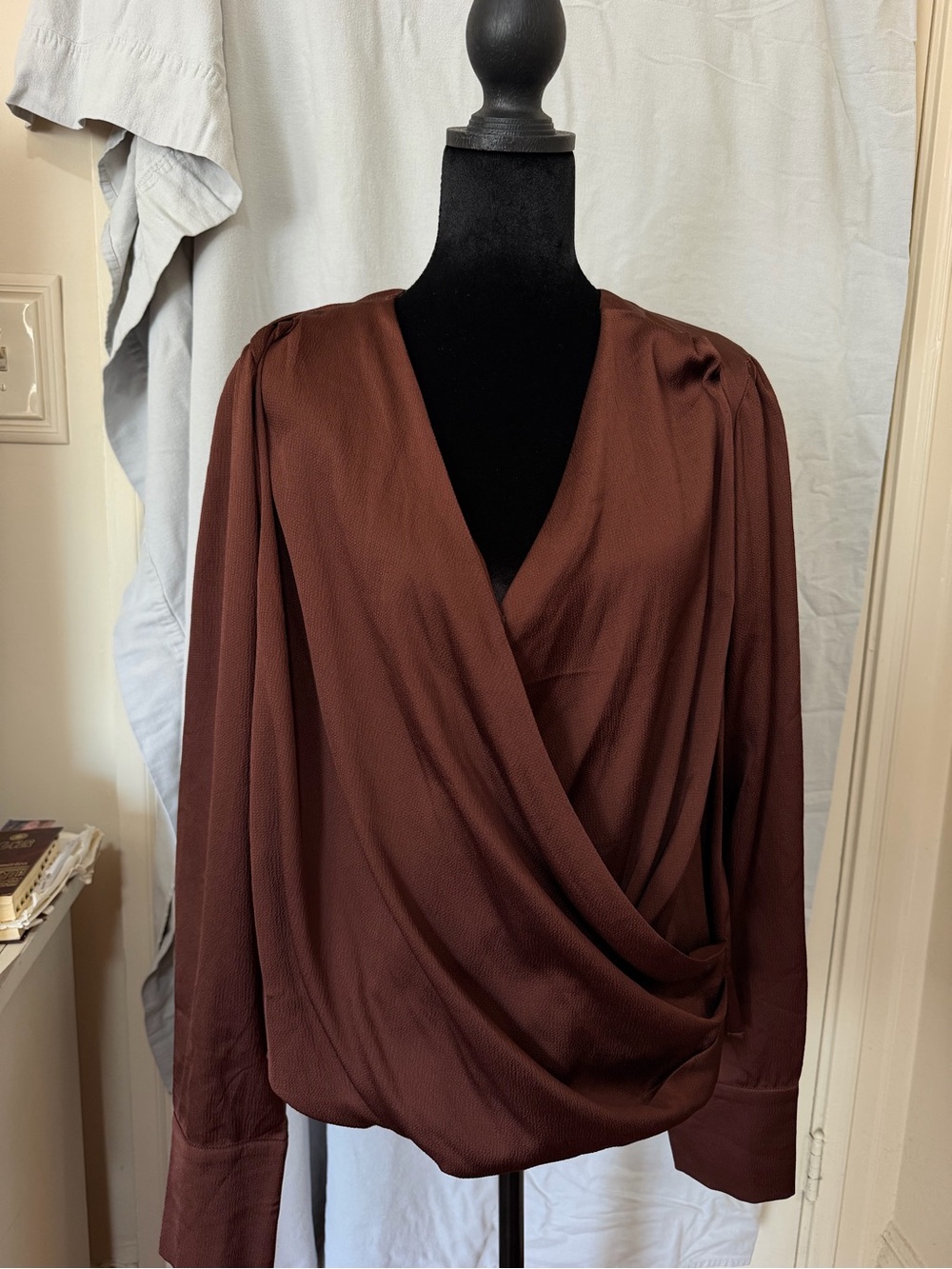 City Chic Chocolate Brown Wrap Blouse